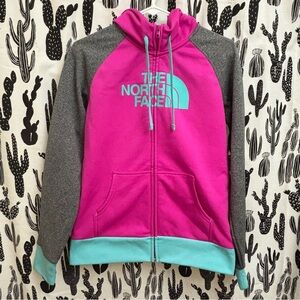 The North Face Pink and Gray Hooded Jacket EUC